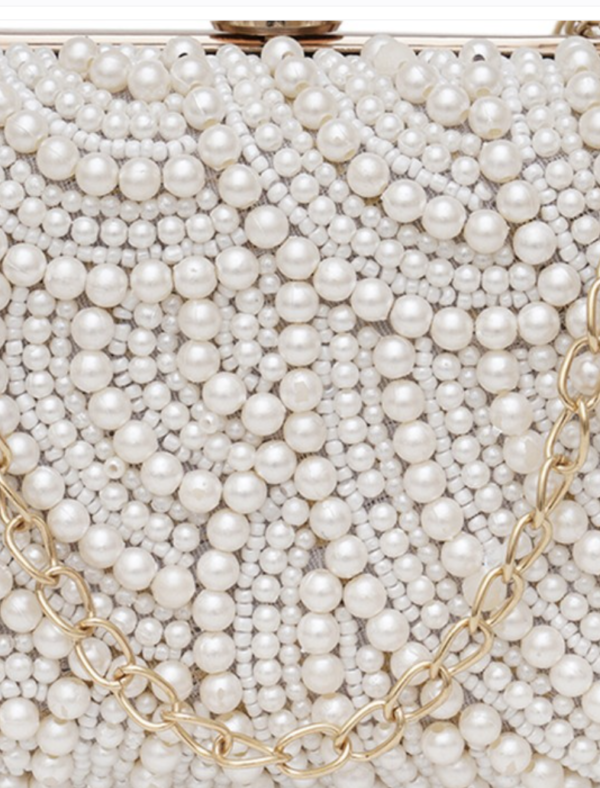 Embellished Pearl Beaded Box Clutch - Image 5